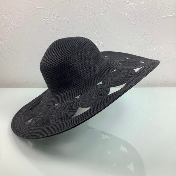 Physician Endorsed Glamour Black Toyo wide brim Sun Hat adjustable SZ OSFM EUC - Picture 2 of 12